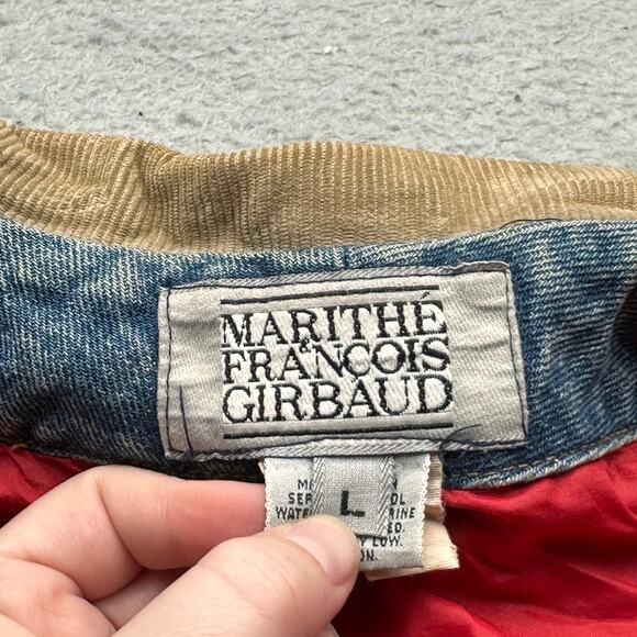 Vintage Marithé François Girbaud Denim Button Chore Coat Mens Large Lined Red - Picture 2 of 14